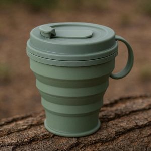1 Collapsible Silicone Travel Cup With Leakproof Lid Portable Expanding Drinking Mug For Outdoor Camping Hiking Packing