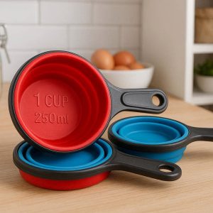 10 Collapsible Silicone Measuring Cup Set Space Saving Folding Baking Tool Kit For Small Apartment Kitchen RV