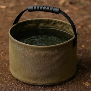 Portable Folding Canvas Water Bucket Leakproof Expandable Camping Basin With Comfort Grip Handle For Wilderness Backpacking