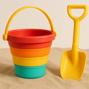 15 Collapsible Silicone Kids Beach Bucket Colorful Folding Toy Pail With Durable Shovel For Sand Castle Building Fun