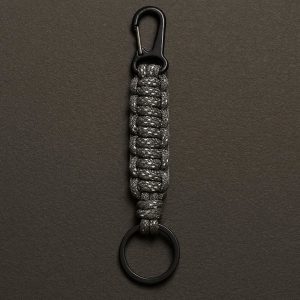 Reflective Paracord Keychain Lanyard Mini Carabiner Clip Woven Strap Hanging Buckle For Emergency Outdoor Survival Kit