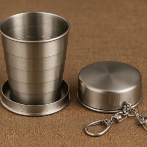 Telescopic Stainless Steel Travel Cup Portable Collapsible Metal Drinking Mug With Keychain For Outdoor Hiking Survival